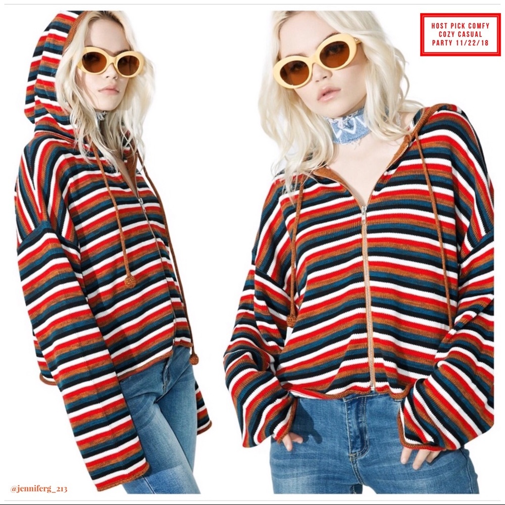 MULTICOLOR CROPPED BOUTIQUE TEDDY BEAR SOFT HOODIE - Picture 6 of 6